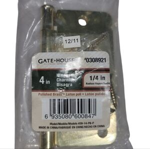 Gate House 4 In Hinge 1/4in Radius Polished Brass #0308921  Home Repairs NEW